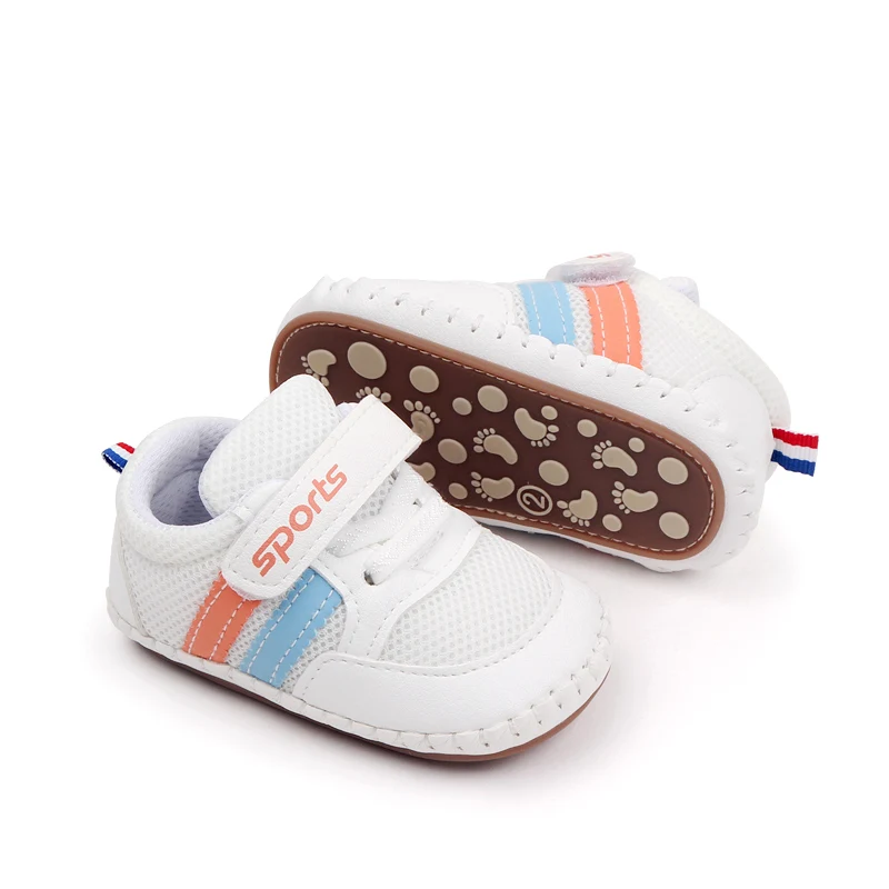 Spring and Autumn New Baby Striped Soft Sole Toddler Shoes Breathable Mesh Surface Infants Shoes factory