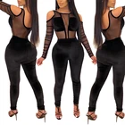 Hot Selling New Fall Long Sleeve Sexy Mesh Top And Pants 2 Piece Set Women Clothing