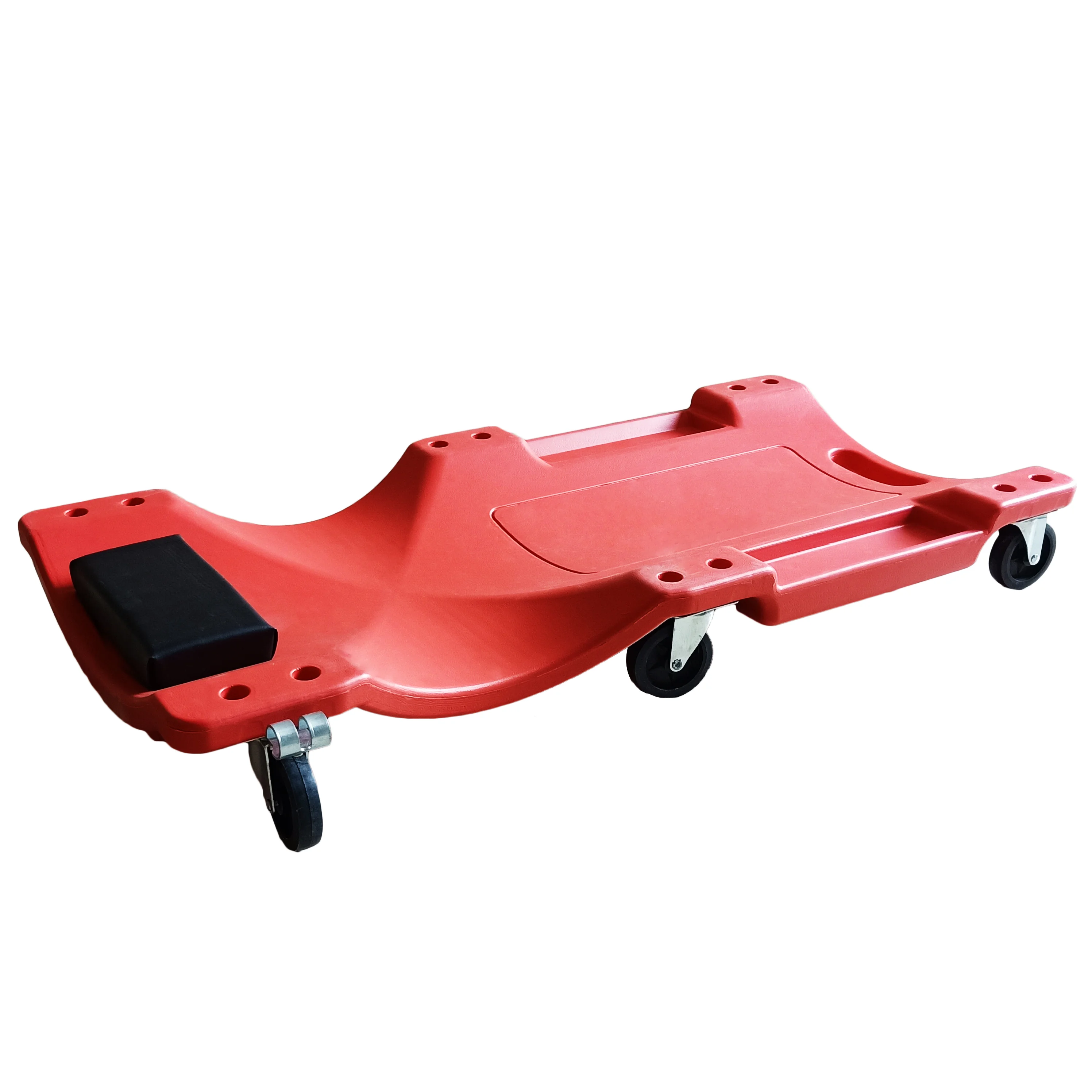 Plow Molded Ergonomic HDPE Body with Padded Headrest & Dual Tool Trays Rotating Wheels Red 330 Lbs OMAC Auto Accessories Car Mechanic Plastic Creeper 