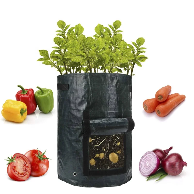 1 Pack 7 Gallon Garden Potato Grow Bag Vegetables Planter Bags with Handles and Access Flap for Potato Carrot & Onion 