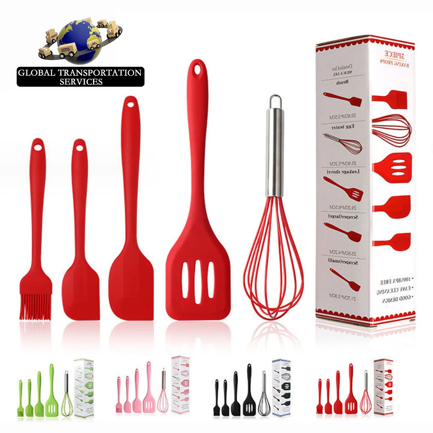 Factory Wholesale Home and Kitchen Accessories 5Pcs Heat Resistant Food Silicone Kitchen Utensils Cooking Spatula Set