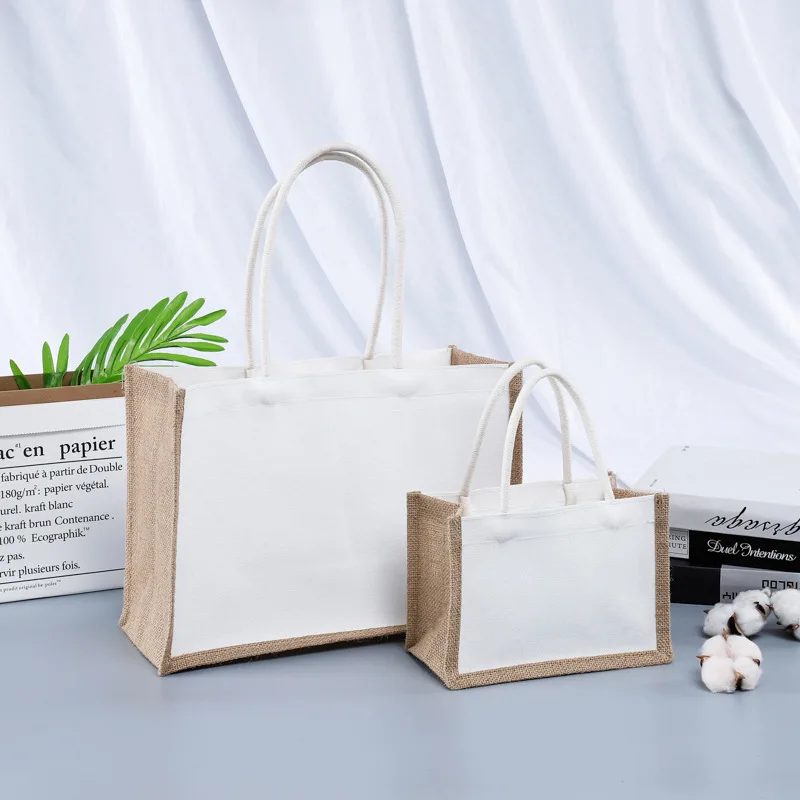Customized Canvas Shopping Bag Linen Beach bag Recyclable Linen Shopping Tote Bag