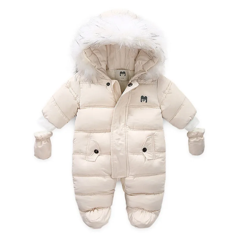 JiAmy Baby Hooded Romper Fleece Snowsuit Jumpsuit Long Sleeve Fall Winter Outfits for 0-18 Months 