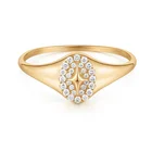Diamond Rings Gemnel Hot Sale Elegant Brass Jewelry Fashion 18k Gold Plating Engagement Diamond Signet Rings
