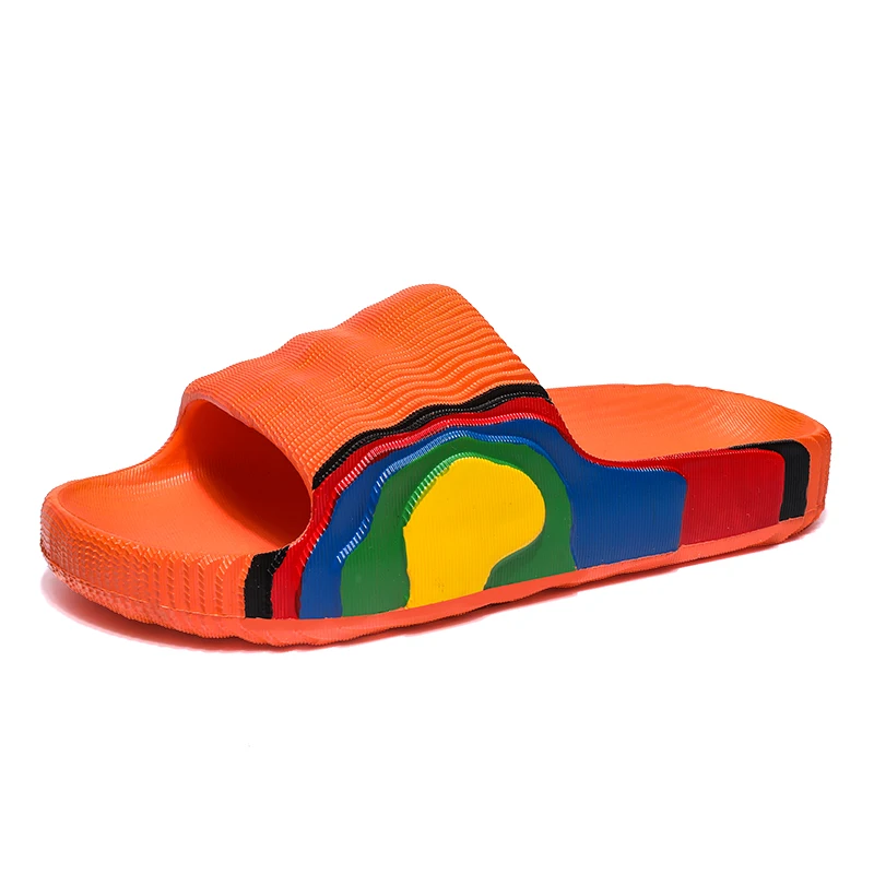 rainbow yeezy slides