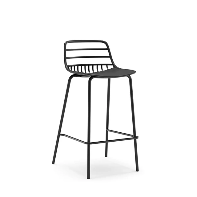 Modern Design High Stools with Metal Legs PP Plastic Chair Stool for Living Room Hotel Home Bar Bedroom Furniture