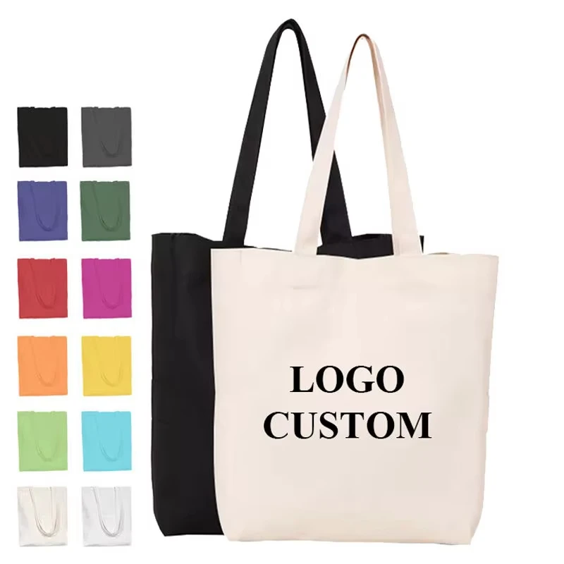 Custom Eco-Friendly Recycled Canvas Tote Shopping Bags Reusable with Shoulder Custom Printed Logo factory