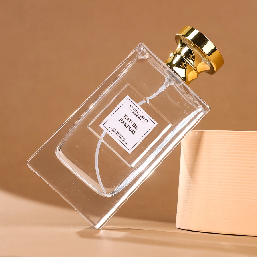 Luxury Vintage 30ml 50ml 100ml Empty Flat Square Glass Sprayer Pump Perfume Bottle With Aluminum Gold Cap