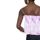 Summer Blouse Crop Polyester Spaghetti Straps Women Print Abstract Pattern Tops Pleated Top Summer Tops Women