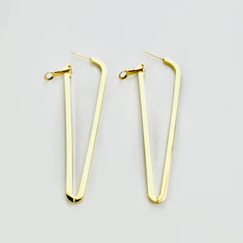 Brand Luxurious Fashion Custom Geometric Triangle 18K Gold Plated Korean Women Designers Statement 316L Stainless Steel Earings