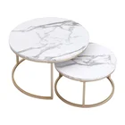 Top Table Modern Natural Marble Top Stainless Steel Frame Nesting Touch Screen Coffee Table