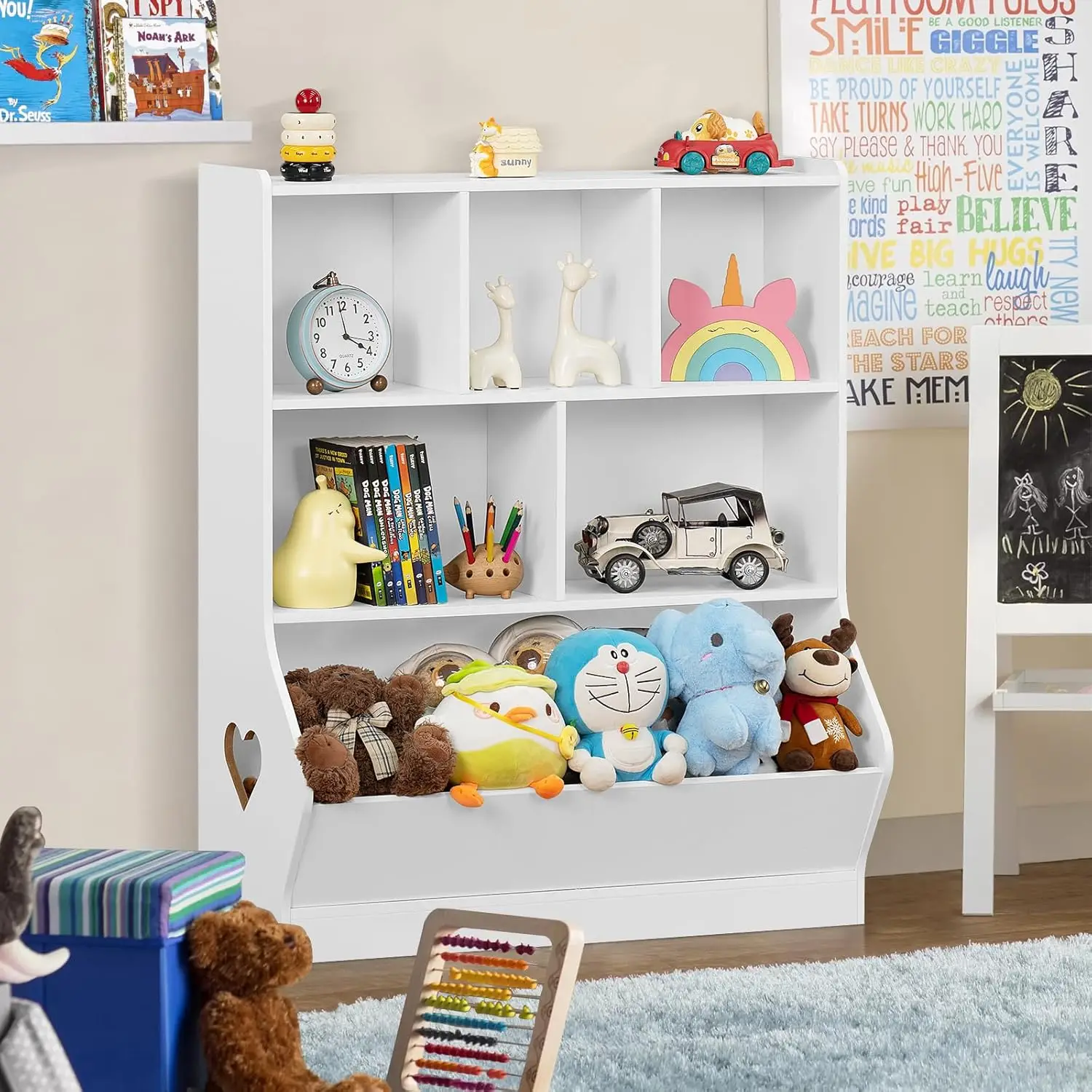 3 Tier 6 Cubby Cabinet Wood Book Shelf Kids Storage Organizer Children Bookcase and Bookshelf manufacture