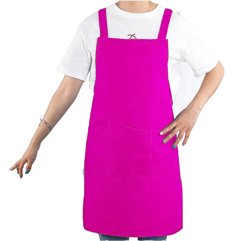 Adjustable solid color sleeveless unisex cotton cooking anti fouling apron high-quality kitchen apron with pockets