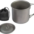 Titanium BPA FREE 750 Ml 1900ml Camping Set Of Titanium Cooking Outdoor Bush Pot With Lid With Bag