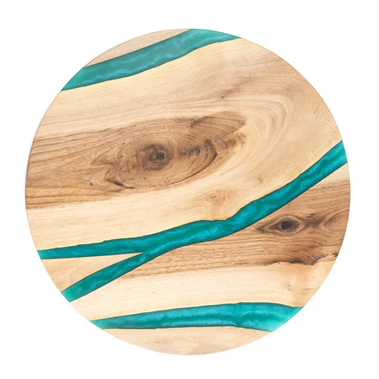 Epoxy Charcuterie  Large Round Cutting Board  Blue Resin Set