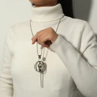 Bead Fashion Multi-Layer Round Bead Pendant Necklace Long Transparent Glass Balls Pendant Necklace
