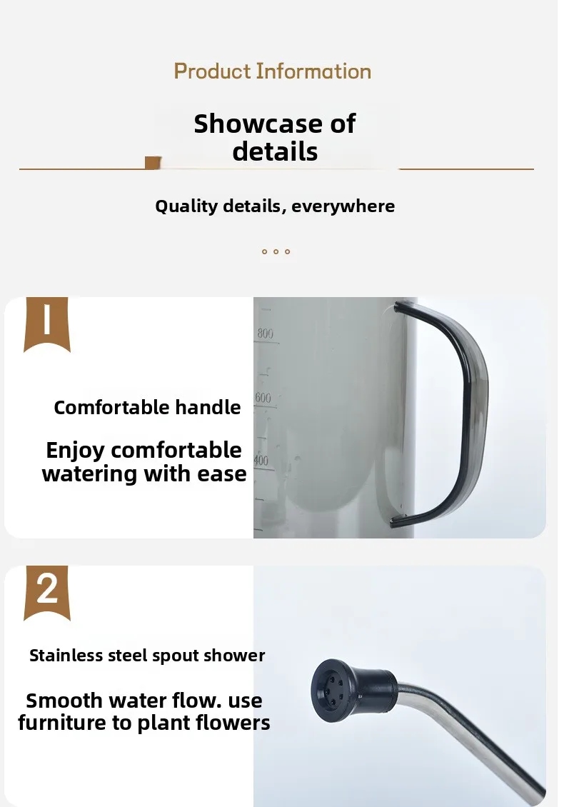 product effortless pouring 1l long spout plastic eco friendly watering can with measurement marks for indoor outdoor garden plants-5
