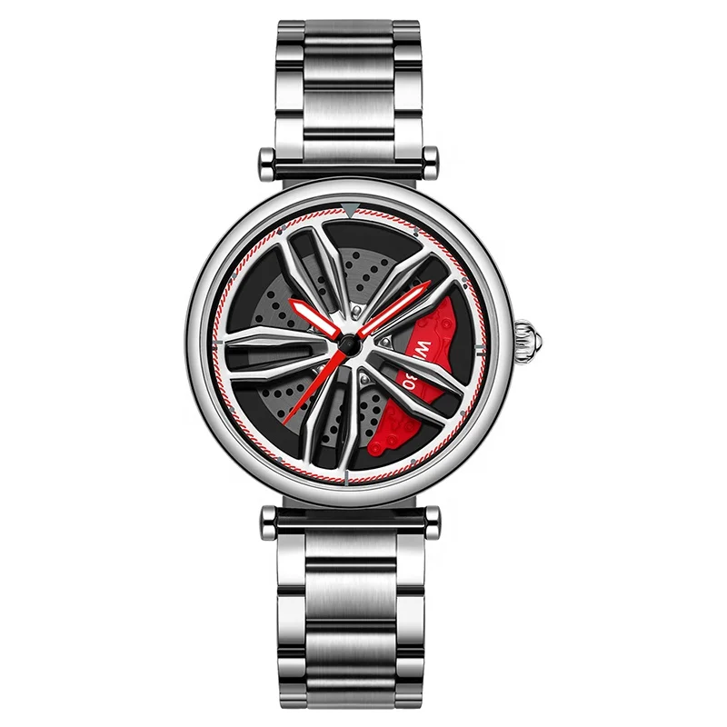 Latest Design Personalized Sport Men Rim Hub Wheel Brand Car Fiber Watch with Skeleton Dial Watch for Men