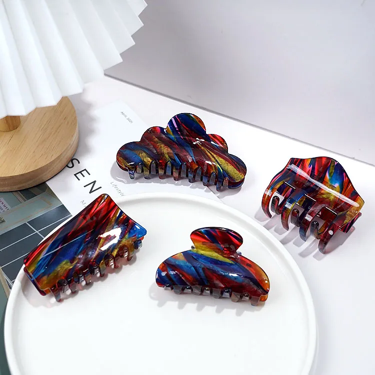 CANYUAN Fashion Colorful Half Moon Acetate Claw Clip Colorful Hair Accessories For Ladies