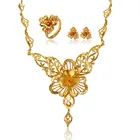 Jewelry 65951 Xuping Vintage Exquisite Luxury High Quality 24K Gold-plated Butterfly Flower Wedding Jewelry Set