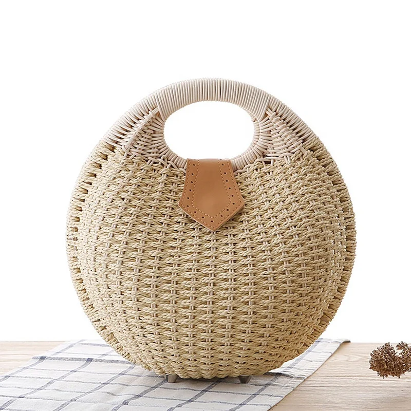 Wholesale Shell straw bag Lovely Rattan Woven Ladies Bags Summer Straw Beach Bag