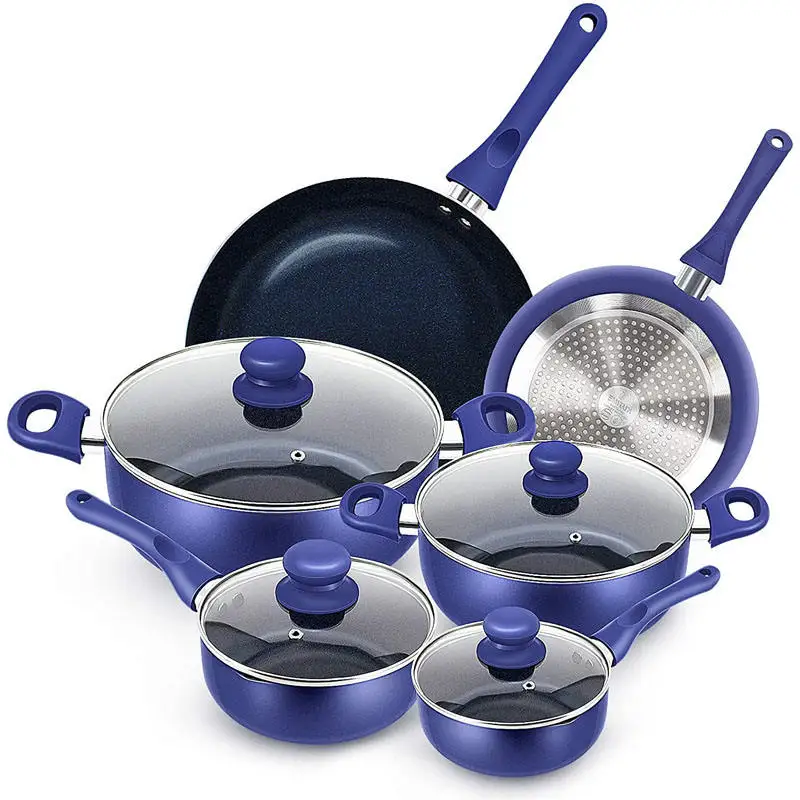 Cookware Set Non-Stick Pots And Pans Set Blue Pan Non-Stick Frying Pan Set Ceramic Coating Saucepan Stockpot With Lid