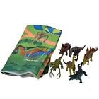 Animal Cartoon Animal Set Soft Vinyl Rubber Toy Dinosaurs Set 9 In 1 With Mat