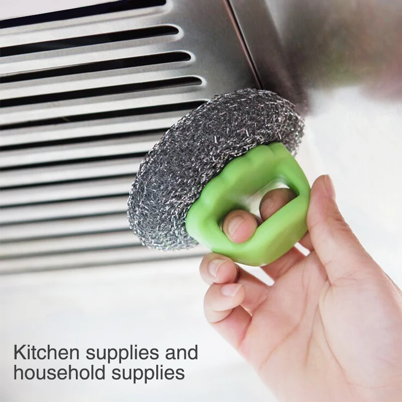 New products 2023 Kitchen scourer /Wire Steel Cleaning Brush/clean ball steel wire wash pot brush with handle