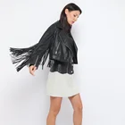 Leather Jacket Women Latest Design Soft Faux Leather Style Polyfill Jacket Women With Long Backing Pu Fringe