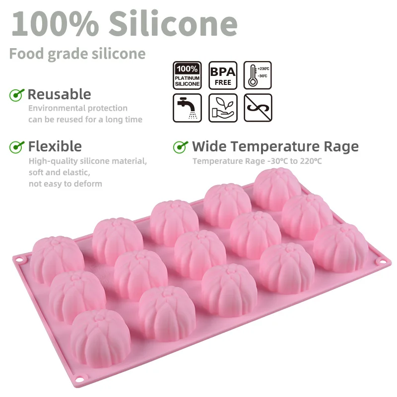 15 Cavity Food Grade Silicone Wholesaler Flower Shaped Silicone Chocolate Making Mold