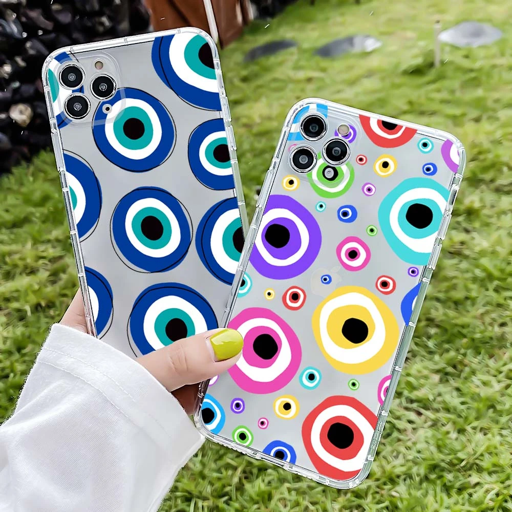 Shockproof Evil Eye Clear TPU cell Phone Case For iPhone 14 pro max