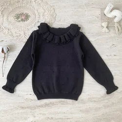 Autumn and winter new girls' double-layer ruffled collar bottom sweater Child lace collar sweater girl baby inside sweater
