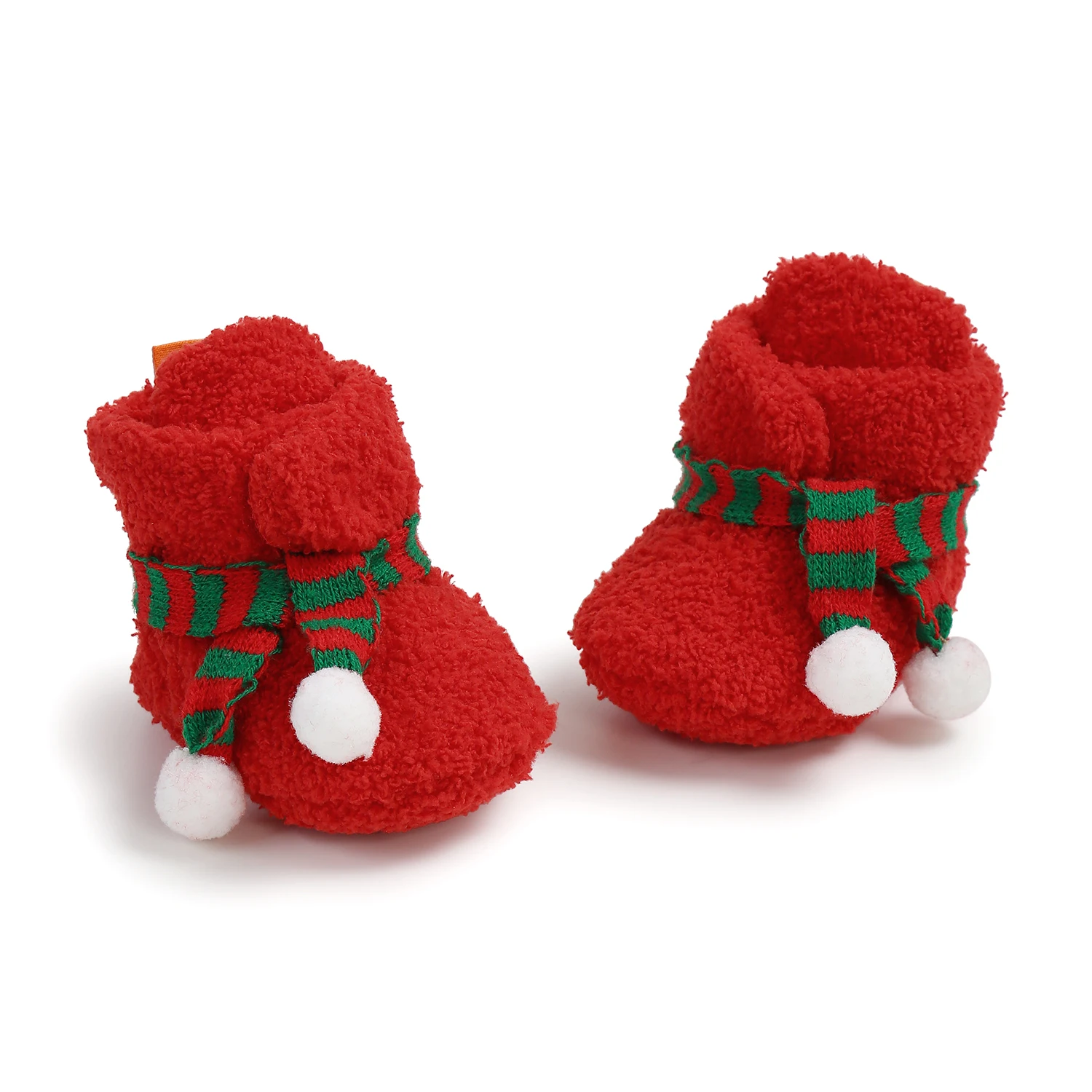 Unisex Warm Winter Indoor Newborn Baby Christmas Shoes Booties 2024 With Cute Scarf Design supplier