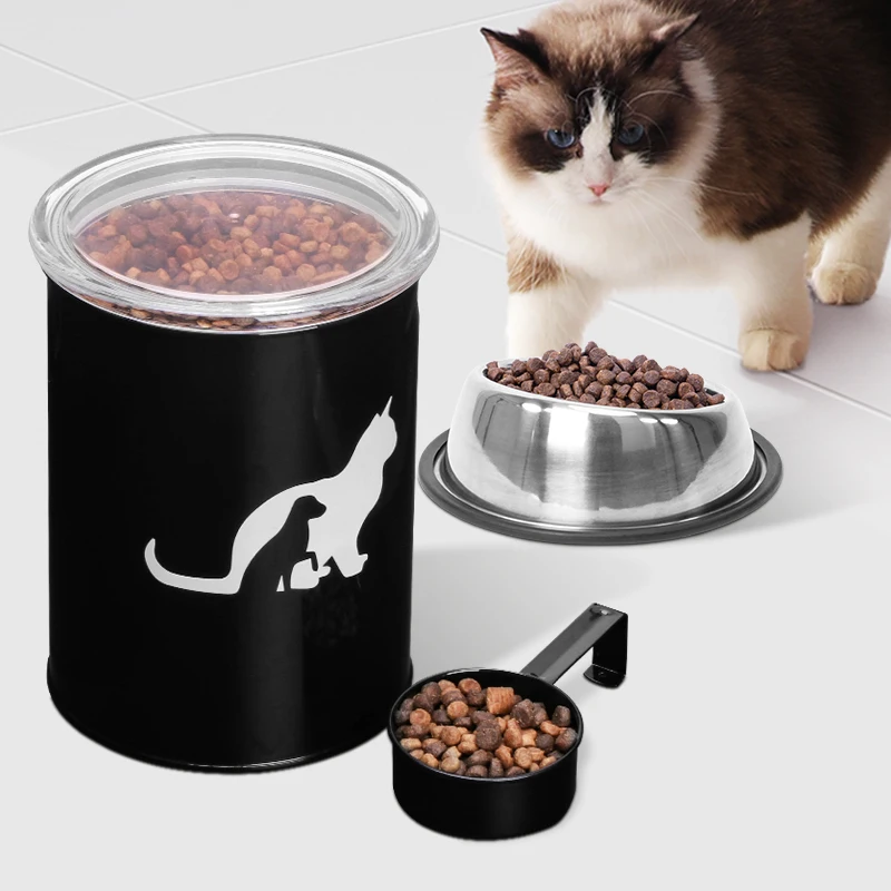 Set of 3 Airtight Kitchen Food Storage Container Pet Treat Canister Set with Plastic Lids