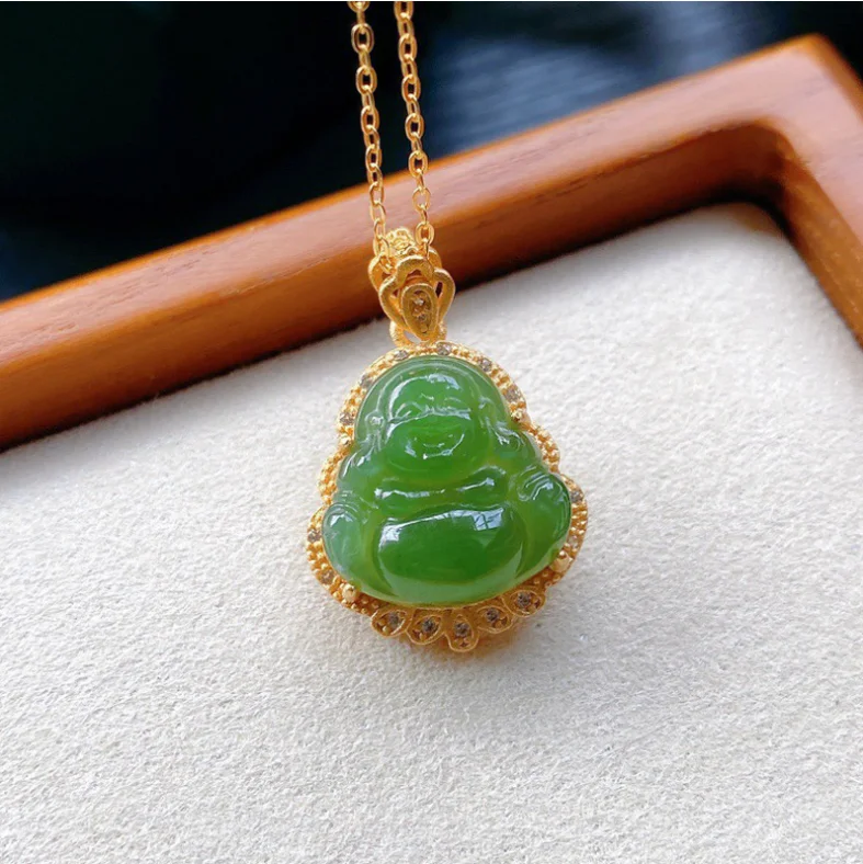 Green Nephrite Jade 925 Silver Inlaid 