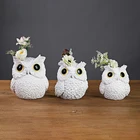 Wedding Decoration Creative Custom Resin Crafts Wedding Ornament Decoration White Resin Owl Statue Flower Receptacle