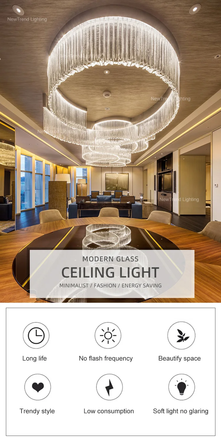 cpl 383 bespoke lighting luxury indoor decoration hall hotel lobby banquet glass ceiling led ring chandelier-0