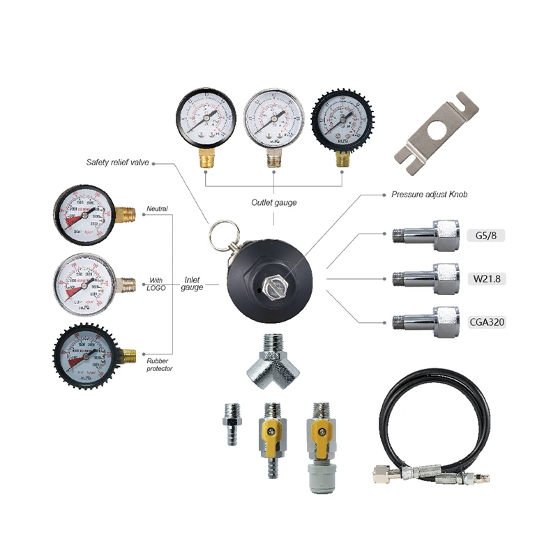 Single Gauge Brass Co2 Draft Beer Regulator Pressure Regulator Cga-320 Co2 Tank Beer Kegerator Regulator With Relief Valve manufacture
