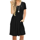 Plain Dresses Women's Short Sleeve Loose Plain Maxi Dresses Casual Long Dresses With Pockets