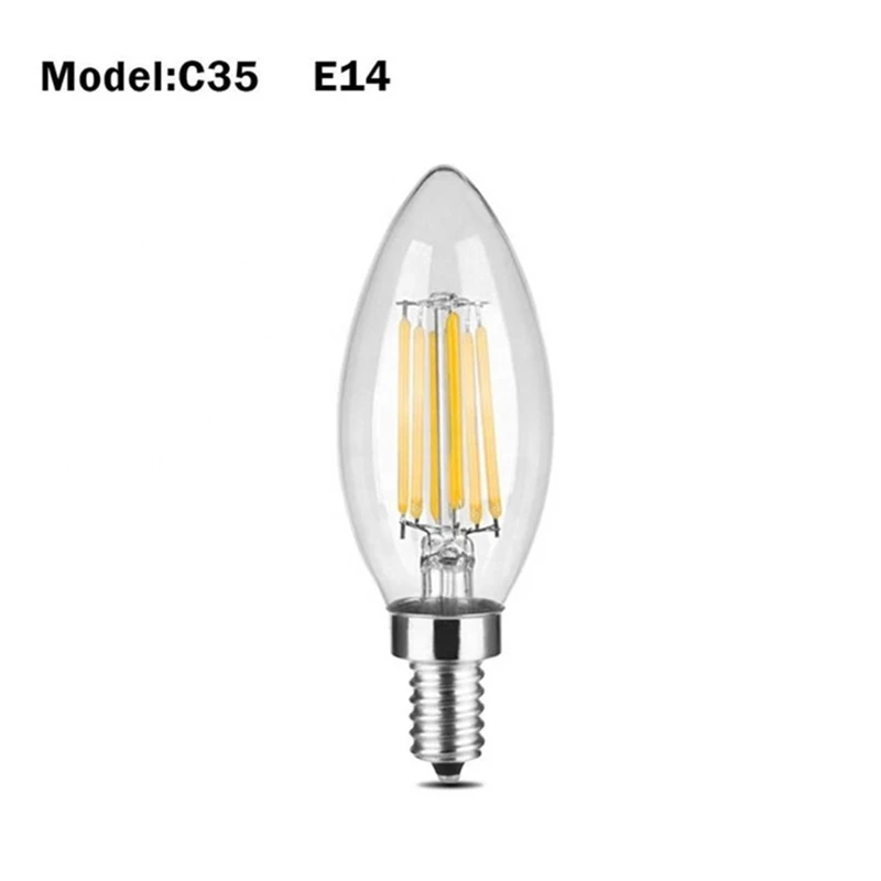 Super Bright E14 LED Bulb AC220 4W 8W 12W Filament Candle Light C35 C35L Edison Bulb Retro Antique Vintage Style Cold Warm White