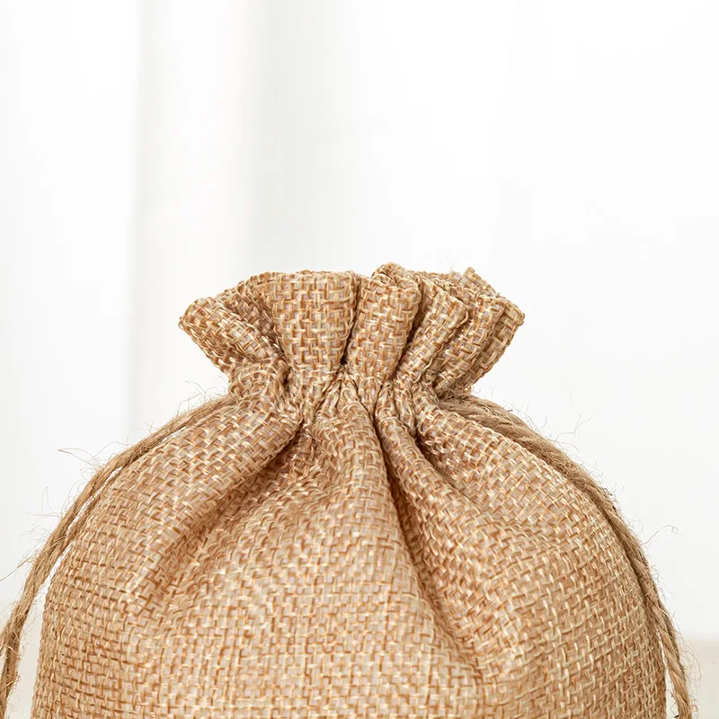 Custom Size Drawstring Gift Jewelry Storage Jute Draw String Bags Jute Pouch String Bag supplier