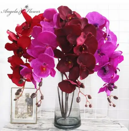 Orchid Silk Artificial Flower Phalaenopsis Home Decor Garden Potted Fake Plants 