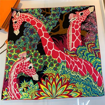 Hot Selling High Quality 100% Real Silk Printed Square Scarf 90x90cm Gift For Women