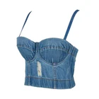 Corset Young Ladies Sexy Blue Plus Size Off Shoulder Jeans Style Top Straps Crop Denim Tube Corset Bra Top Women