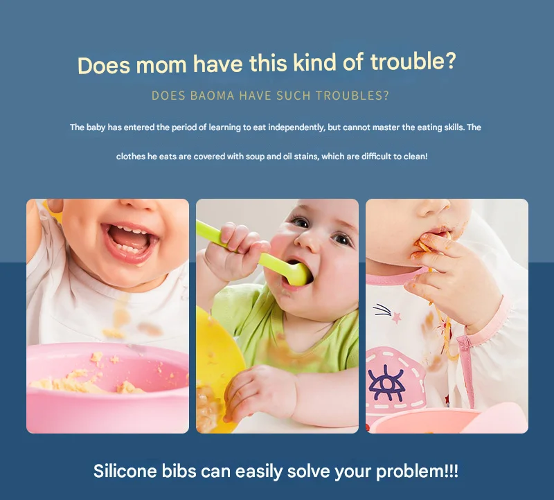 Cute Printed Kids Apron High Soft Silicone Baby Bibs Button Closure Eco-Friendly Washable Feeding Accessories Pack for Toddlers factory