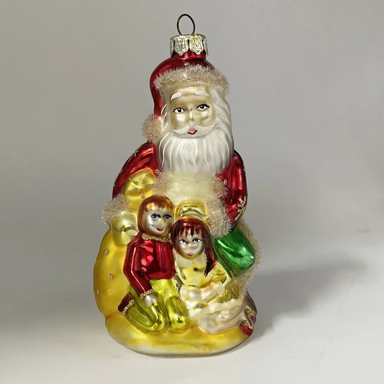 Custom High Quality Handmade Glass Christmas Hanging Decoration Santa Claus Figurine Family Home Decor Party Decorations details