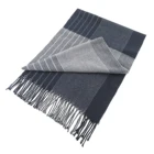Soft Scarf Woven 2021 Fashion Soft Acrylon Grey Blue Fringed Scarf For Men In Winter Wholesale Woven Custom Scarf