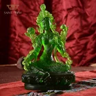 Jade Statue Factory Wholesale Liuli Jade Buddha Statue Green Tara 5 Size H12cm