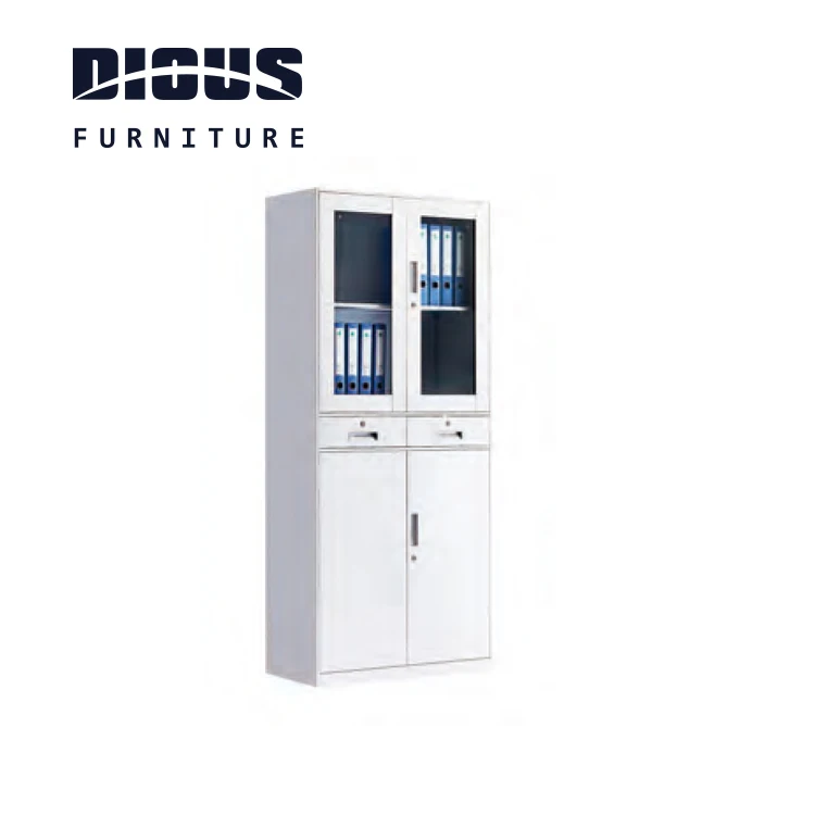 Dious wholesale glass door file cabinet office furniture stainless steel metal cabinets