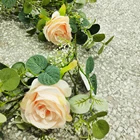 Wedding Artificial Rose Vine Silk Flower Garland Hanging Baskets Plants Home Outdoor Wedding Arch Garden Wall Decor